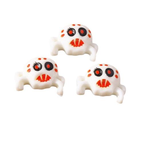 Fashion Halloween Pendant, Resin, Spider, printing, Halloween Design & DIY, white, 19x14mm, Approx 100PCs/Bag, Sold By Bag