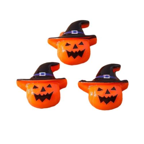 Art- und Weisehalloween-Anhänger, Harz, Kürbis, Drucken, Design für Halloween & DIY, orange, 18x17mm, ca. 100PCs/Tasche, verkauft von Tasche