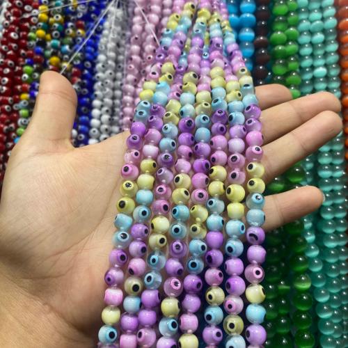 Fashion Glass Beads, Round, DIY & evil eye pattern, more colors for choice, 8mm, Sold By PC