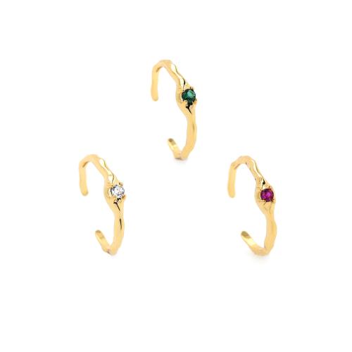 Cúbicos Circonia Micro Pave anillo de latón, metal, chapado en color dorado, micro arcilla de zirconia cúbica & para mujer, más colores para la opción, libre de níquel, plomo & cadmio, inner diameter:17~20mm, Vendido por UD