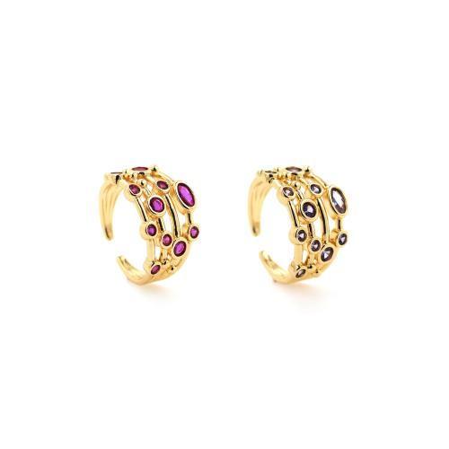 Cúbicos Circonia Micro Pave anillo de latón, metal, chapado en color dorado, micro arcilla de zirconia cúbica & para mujer, más colores para la opción, libre de níquel, plomo & cadmio, inner diameter:17~20mm, Vendido por UD