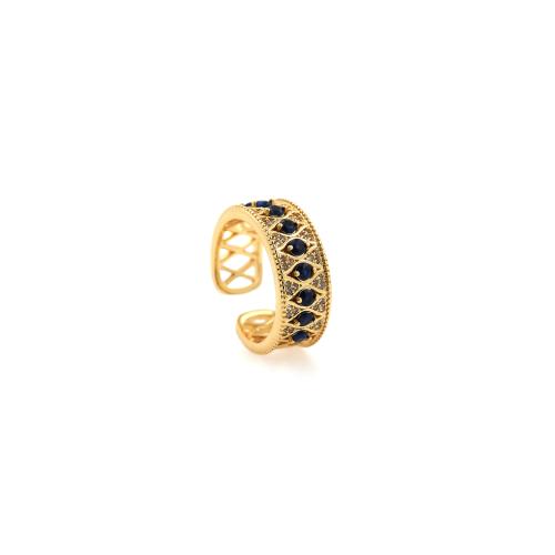 Cubique anneau en laiton Circonia Micro Pave, Placage de couleur d'or, pavé de micro zircon & pour femme, protéger l'environnement, sans nickel, plomb et cadmium, inner diameter:17~20mm, Vendu par PC