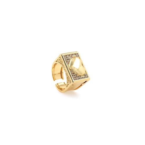 Cubique anneau en laiton Circonia Micro Pave, Placage de couleur d'or, pavé de micro zircon & pour femme, protéger l'environnement, sans nickel, plomb et cadmium, inner diameter:17~20mm, Vendu par PC