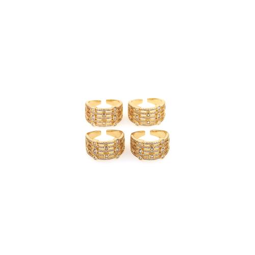 Cúbicos Circonia Micro Pave anillo de latón, metal, chapado en color dorado, micro arcilla de zirconia cúbica & para mujer, libre de níquel, plomo & cadmio, inner diameter:17~20mm, Vendido por UD