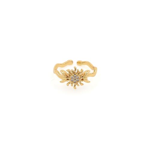 Cúbicos Circonia Micro Pave anillo de latón, metal, chapado en color dorado, micro arcilla de zirconia cúbica & para mujer, libre de níquel, plomo & cadmio, inner diameter:17~20mm, Vendido por UD