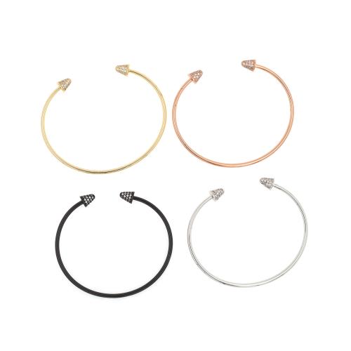 Pulseras de latón, metal, chapado, micro arcilla de zirconia cúbica & para mujer, más colores para la opción, libre de níquel, plomo & cadmio, longitud:14 cm, Vendido por UD