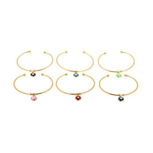 Pulseras de latón, metal, chapado, patrón de malvado de ojo & para mujer & esmalte, más colores para la opción, libre de níquel, plomo & cadmio, longitud:14 cm, Vendido por UD