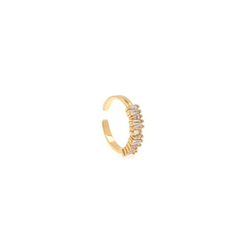 Cubique anneau en laiton Circonia Micro Pave, Placage de couleur d'or, pavé de micro zircon & pour femme, protéger l'environnement, sans nickel, plomb et cadmium, inner diameter:17~20mm, Vendu par PC