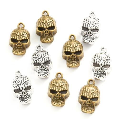 Colgantes de Aleación de Zinc en Forma Calavera, chapado, Bricolaje, más colores para la opción, libre de níquel, plomo & cadmio, 21x13mm, 100PCs/Bolsa, Vendido por Bolsa