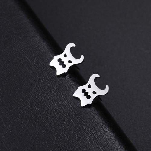 Stainless Steel Stud Earrings 304 Stainless Steel Ghost plated for woman Sold By Pair