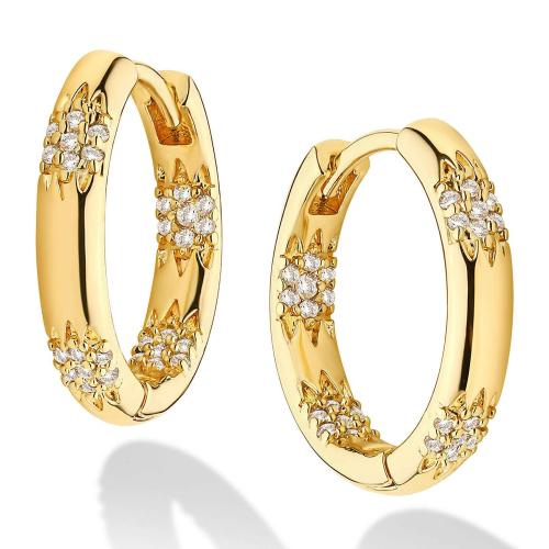 Cubic Zirconia Micro Pave Brass Earring plated fashion jewelry & micro pave cubic zirconia nickel lead & cadmium free Sold By Pair