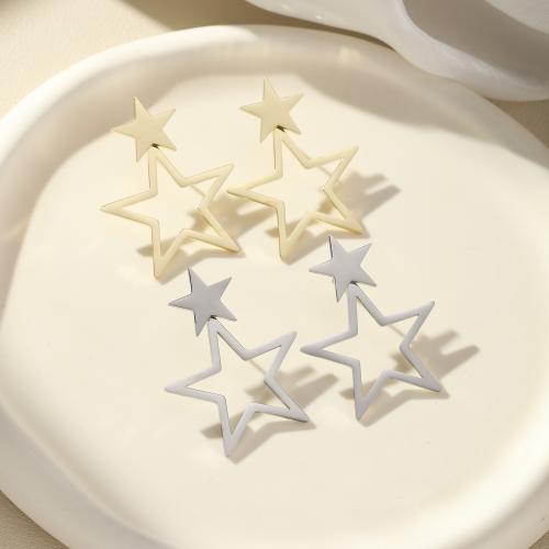 Stainless Steel Stud Earrings 304 Stainless Steel Star plated fashion jewelry Sold By Pair