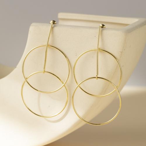 Boucles d'oreilles pendantes en laiton, Placage de couleur d'or, bijoux de mode, doré, protéger l'environnement, sans nickel, plomb et cadmium, 32x68mm, Vendu par paire