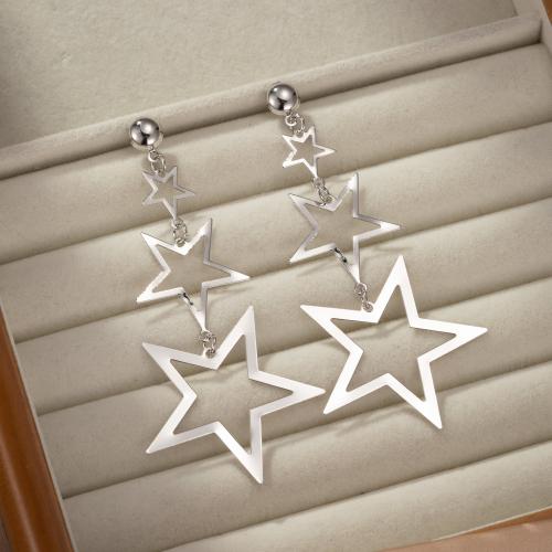 Tibetan Style Drop Earrings, Star, plated, fashion jewelry, more colors for choice, nickel, lead & cadmium free, 41x91mm, Sold By Pair