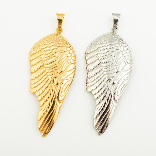 Stainless Steel Pendants, 304 Stainless Steel, Wing Shape, Vacuum Ion Plating, DIY, more colors for choice, 62x26mm, Hole:Approx 4mm, Sold By PC