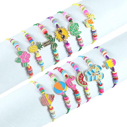 Tibetan Style Bracelet, with Knot Cord & Polymer Clay, handmade, Girl & fashion jewelry & different styles for choice, Length:2.6-11.8 Inch, Sold By PC