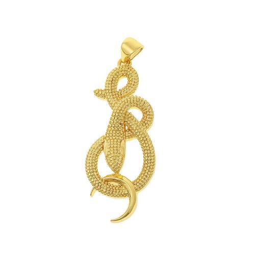 Cubic Zirconia Micro Pave Brass Pendant, Snake, plated, DIY & different styles for choice & micro pave cubic zirconia, gold, Sold By PC