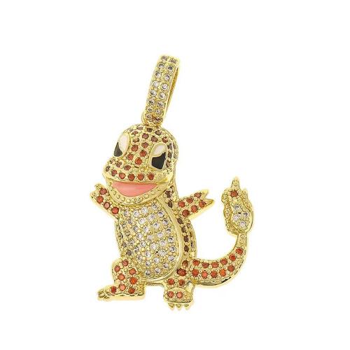 Cubic Zirconia Micro Pave bronze Pingente, cobre, with Concha de resina, banhado, DIY & Vario tipos a sua escolha & micro pavimento em zircônia cúbica & esmalte, dourado, vendido por PC