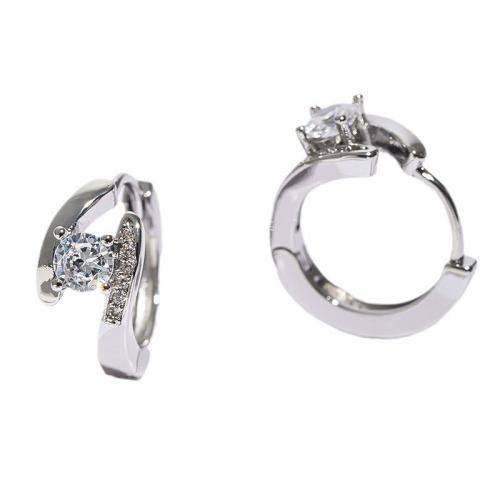 Cubic Zirconia Micro Pave Brass Earring plated micro pave cubic zirconia & for woman Sold By Pair