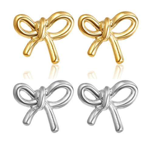 Tibetan Style Stud Earring, Bowknot, plated, for woman, more colors for choice, Sold By Pair