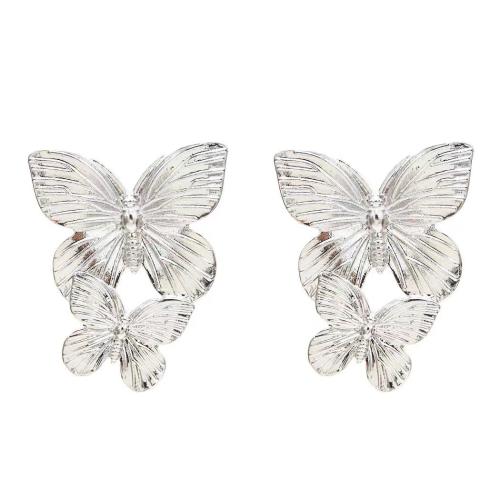 Tibetan Style Stud Earring, Butterfly, plated, for woman, more colors for choice, Sold By Pair