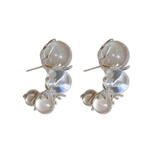 Zinc Alloy Stud Earring with Gemstone plated for woman platinum color Sold By Pair