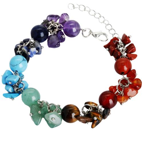 Pulseras de piedras preciosas, aleación de zinc, con Piedra natural, hecho a mano, unisexo, más colores para la opción, longitud:aproximado 16 cm, Vendido por UD