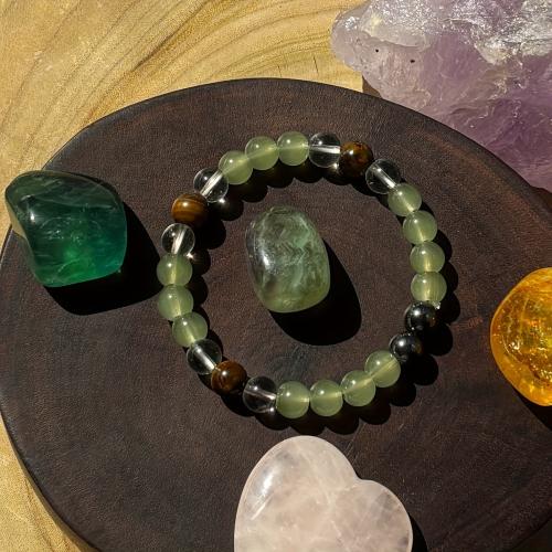 Natural Tiger Eye Bracelets, with Green Aventurine & Crystal, handmade, Unisex, mixed colors, Sold By PC