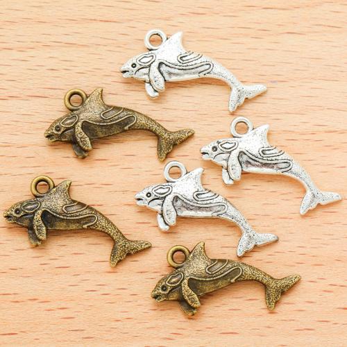 In lega di zinco animali pendenti, lega in zinco, Delfino, placcato, DIY, nessuno, 24x12mm, 100PC/borsa, Venduto da borsa