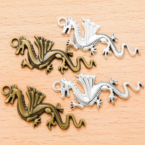 Pendentifs animaux en alliage de zinc, dragon, Placage, DIY, plus de couleurs à choisir, 49x20mm, 100PC/sac, Vendu par sac