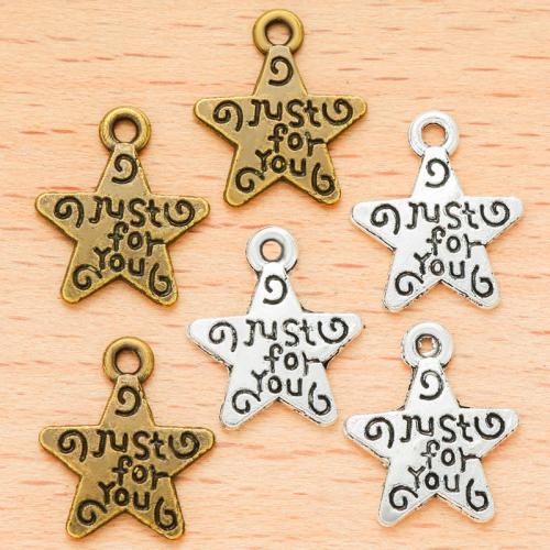 Cink Alloy Star Privjesak, Zvijezda, pozlaćen, možete DIY, više boja za izbor, 14x12mm, 100PC/Torba, Prodano By Torba