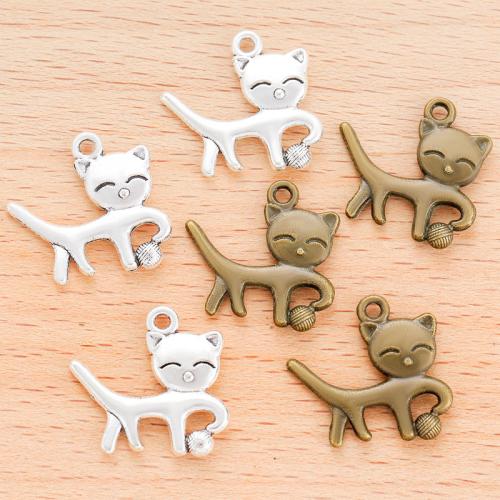 Zinc Alloy Animal Pendants Cat plated DIY Sold By Bag