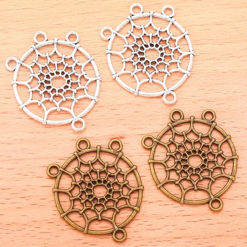 Tibetan Style Connector, Round, plated, DIY & 1/3 loop, more colors for choice, 35x27mm, 100PC/Bag, Sold By Bag