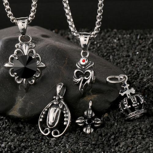 Stainless Steel Pendants 304 Stainless Steel Vacuum Ion Plating  & for man & with rhinestone Sold By PC