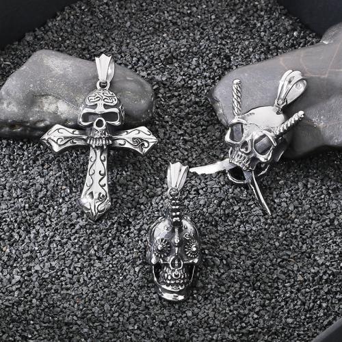 Acero inoxidable cráneo Colgantes, acero inoxidable 304, Calavera, diferentes estilos para la opción & para hombre, más colores para la opción, Vendido por UD