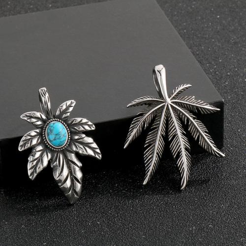 Stainless Steel Pendants, 304 Stainless Steel, with turquoise, Maple Leaf, Vacuum Ion Plating, different styles for choice & for man, more colors for choice, Sold By PC