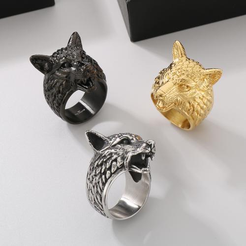 Stainless Steel Finger Ring 304 Stainless Steel Wolf Vacuum Ion Plating & for man Sold By PC