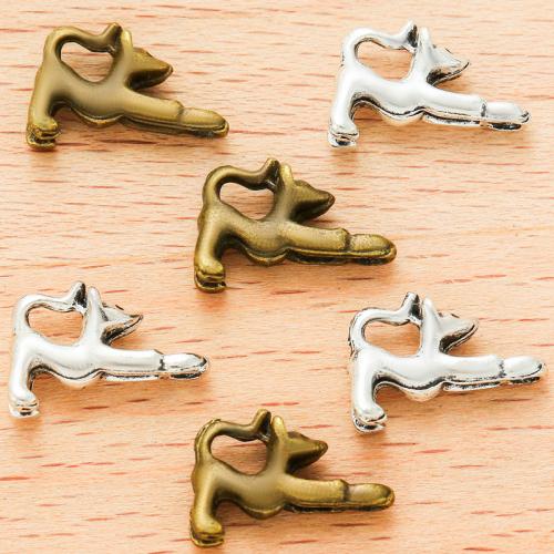 Zinc Alloy Animal Pendler, Cat, forgyldt, du kan DIY, flere farver til valg, 13x8mm, 100PC/Bag, Solgt af Bag