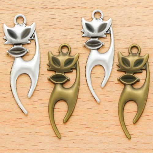 Tibetan Style Animal Pendants, Cat, plated, DIY, more colors for choice, 38x13mm, 100PC/Bag, Sold By Bag