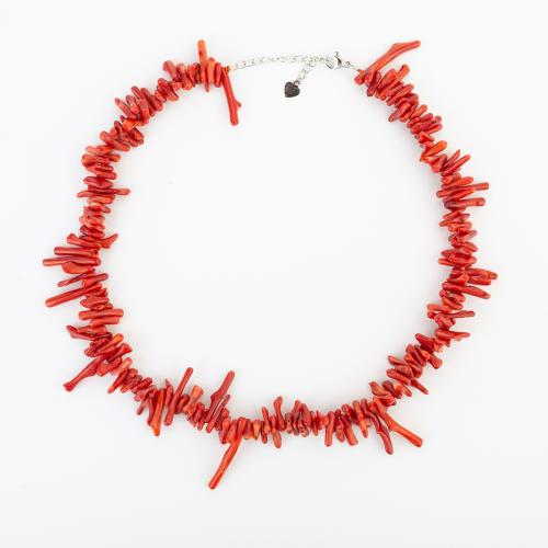 corail synthétique collier, avec laiton, style folk & unisexe, coral length 5-18mm, Longueur:Environ 440 mm, Vendu par PC