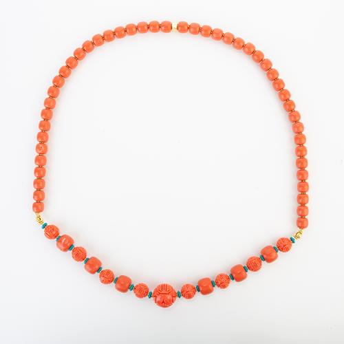 corail synthétique collier, style folk & unisexe, beads size 10x9mm, Longueur:Environ 740 mm, Vendu par PC