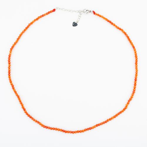 corail synthétique collier, avec laiton, style folk & unisexe, beads size 3x3mm, Longueur:Environ 450 mm, Vendu par PC