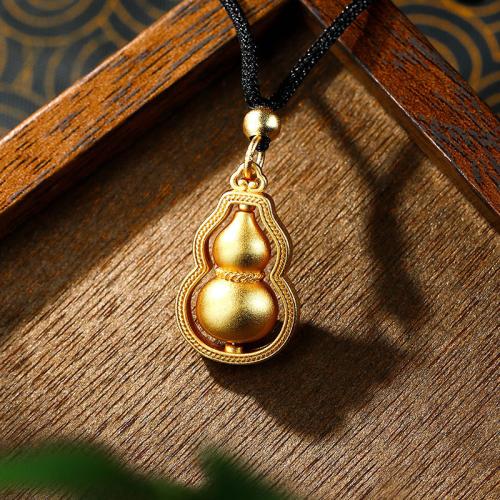 Tibetan Style Necklace, with Polyester Cord, Calabash, gold color plated, Unisex & hollow, Length:Approx 16-20 Inch, Sold By PC