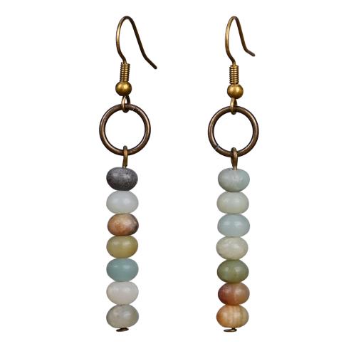 Brass Drop Earring, with Natural Stone, fashion jewelry & for woman, 60mm, Sold By Pair