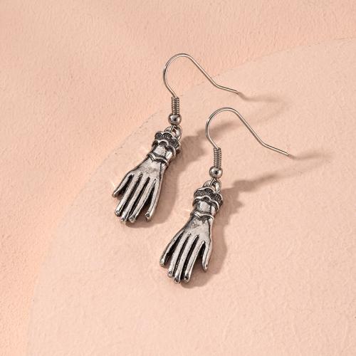 Boucles d'oreilles en alliage de zinc, Halloween Design & bijoux de mode & pour femme, argent, 38mm, Vendu par paire