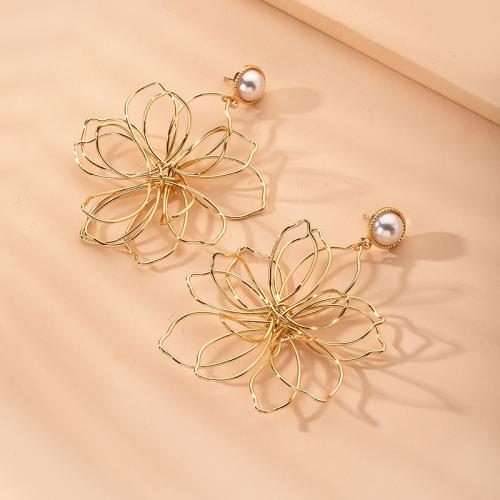 Zinc Alloy Stud Earring with Plastic Pearl fashion jewelry & for woman & hollow Sold By Pair