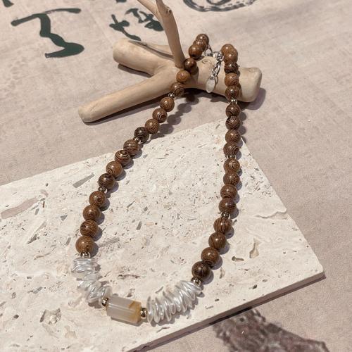 Natural Gemstone Necklace Natural Stone with 5cm extender chain handmade fashion jewelry & Unisex coffee color Length Approx 40 cm Sold By PC