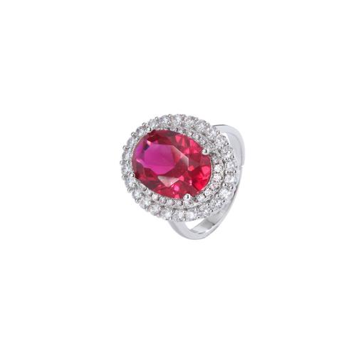 Bague en laiton, bijoux de mode & pour femme & avec strass, rouge, Vendu par PC