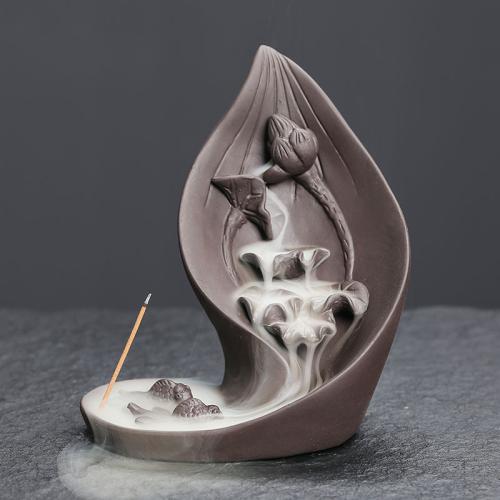 Backflow Incense Burner Purple Clay half handmade for home and office & durable & multifunctional Sold By PC