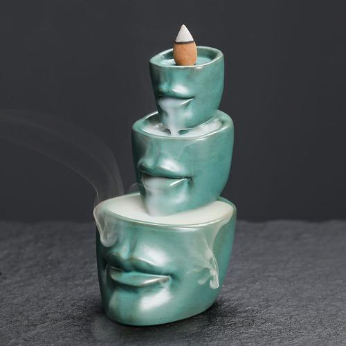 Backflow Incense Burner, Porcelain, half handmade, for home and office & durable, more colors for choice, 92x79x149mm, Sold By PC